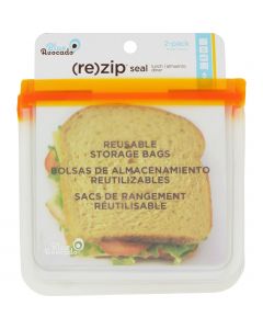 Blue Avocado Lunch Bag - Re-Zip Seal - Orange - 2 Pack