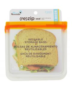 Blue Avocado Lunch Bag - Re-Zip Seal - Orange - 2 Pack