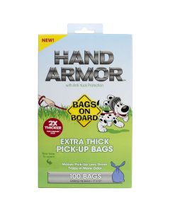 Bags on Board Hand Armor Pick-Up Bags with Anti-Yuck Protection 100 Count Blue