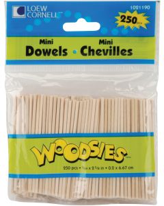 Loew-Cornell Simply Art Wood Mini Dowels 2-5/8"-Natural 5/64" 250/Pkg