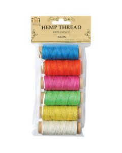 Hemptique Hemp Thread Spools 2-Ply 59' 6/Pkg-Neon