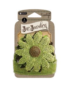 Hampton Art Embellished Burlap Flower W/Tie-Green