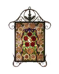 Warehouse of Tiffany Tiffany-style Sunflower and Rose Window Panel
