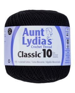 Coats Crochet Aunt Lydia's Classic Crochet Thread Size 10-Black