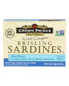 Crown Prince Brisling Sardines In Spring Water - Case of 12 - 3.75 oz.