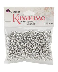 Cousin Kumihimo Rondelle Acrylic Beads 3mmX5mm 300/Pkg-Silver