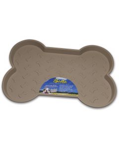 Loving Pets Products Bella Spill-Proof Bone Shaped Dog Mat 18.25"X13"-Tan