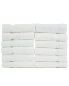 Bare Cotton Luxury Hotel & Spa Towel 100% Genuine Turkish Cotton Washcloths - White - Dobby Border  - Set of 12