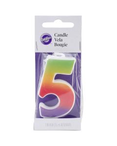 Wilton Rainbow Numeral Candle 3" 1/Pkg-#5