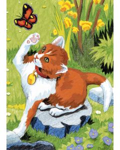 Royal Brush Mini Color Pencil By Number Kit 5"X7"-Kitten & Butterfly
