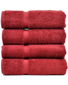 Bare Cotton Luxury Hotel & Spa Towel 100% Genuine Turkish Cotton Bath Towels - Cranberry - Dobby Border  - Set of 4