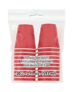 Unique Industries Plastic Shot Glasses 20z 20/Pkg-Red