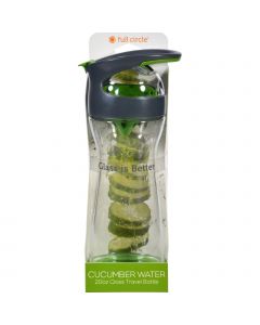 Full Circle Home Cucumber Water Bottle - Travel - Glass - Wherever Water - Gray - 20 oz
