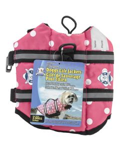 Fido Pet Products Paws Aboard Doggy Life Jacket Extra Small-Pink Polka Dot