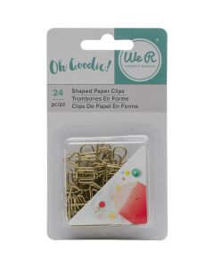 We R Memory Keepers We R Oh Goodie! Decorative Paper Clips 24/Pkg-Gold Shapes