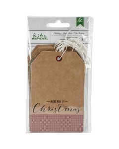 American Crafts Holiday Tags 12/Pkg-4.25"X2.875" Kraft W/Gold Foil