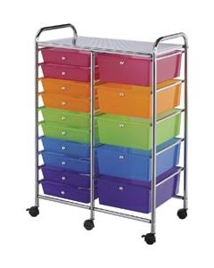 ALVIN & COMPANY Double Storage Cart W/15 Drawers-25.5"X38"X15.5" Multicolor