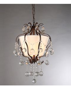 Warehouse of Tiffany Stacey Fabric Lampshade/ Antique Bronze and Crystal 4-light Chandelier