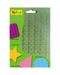 Makin's USA Makin's Clay Texture Sheets 7"X5.5" 4/Pkg-Set G (Tractor & Diamond Treads) - Makin's Clay Texture Sheets 7"X5.5" 4/Pkg-Set G (Tractor & Diamond Treads)