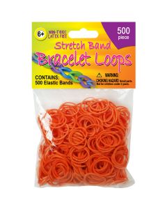 Pepperell Stretch Band Bracelet Loops 500/Pkg-Orange