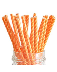 Queen & Co Stylish Stix Paper Straws .25"X7.75" 25/Pkg-Juicy Stripes Orange Crush