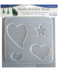 Yaley Resin Jewelry Mold 6.5"X7"-Hearts & Stars - 4 Cavity