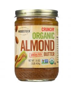 Woodstock Nut Butter - Organic - Almond - Crunchy - Unsalted - 16 oz - case of 12