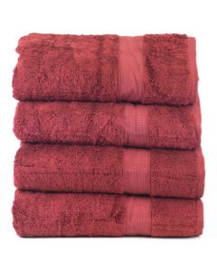Bare Cotton Luxury Hotel & Spa Towel 100% Genuine Turkish Cotton Bath Towels - Cranberry - Bamboo  - Set of 4
