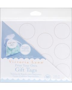 Darice Victoria Lynn Print Your Own Gift Tags 1.625" 80/Pkg-White Round W/Pearl Accent