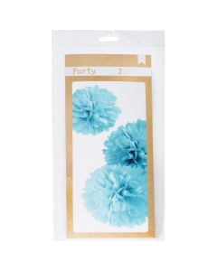 American Crafts DIY Party Pom Poms 8", 10" & 12"-Blue