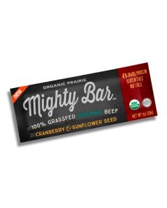 Organic Prairie Grass Fed Beef Mighty Bar - Cranberry and Sunflower Seeds - Case of 12 - 1oz Bars