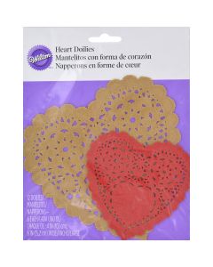 Wilton Assorted Heart Doilies 12/Pkg-Red And Kraft