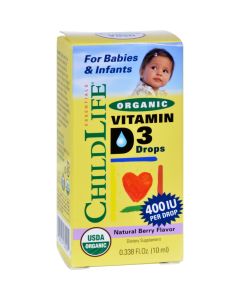 Child Life Childlife Organic Vitamin D3 Drops For Babies and Infants - Natural Berry Flavor - .338 oz