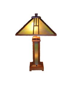 Warehouse of Tiffany Tiffany-style Wooden Table Lamp with Lighted Base