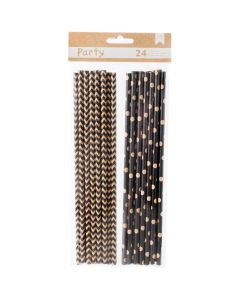 American Crafts DIY Party Paper Straws 24/Pkg-Black & Kraft