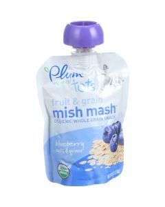 Plum Organics Tots Mish Mash Organic Whole Grain Snack - Fruit and Grain - Blueberry Oats and Quinoa - 3.17 oz - Case of 6