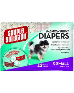 Simple Solution Fashion Disposable Dog Diapers 12 pack Extra Small Pink
