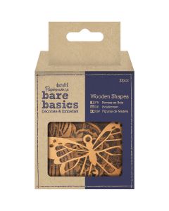 docrafts Papermania Bare Basics Wooden Shapes 10/Pkg-Printed Floral, Butterflies, Dragonflies