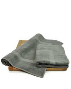 Bare Cotton Luxury Hotel & Spa Towel 100% Genuine Turkish Cotton Bath Mats - Gray - Dobby Border  - Set of 2