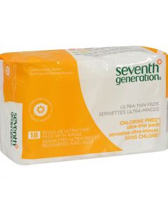 Seventh Generation Chlorine Free Ultra-Thin Pads Regular with Wings - 18 Pads - Case of 12