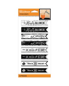 Jolees Jolee's Halloween Straw Wraps 8/Pkg-Black & White