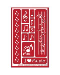 Armour Products NEW! Over 'N' Over Reusable Stencils 5"X8"-Musical Notes
