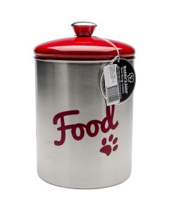 Buddy's Line NEW! Stainless Steel Pet Treat/Food Set 2/Pkg-Red Top