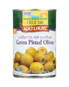 Field Day Olives - Green - Pitted - California Ripe Medium - 6 oz - case of 12