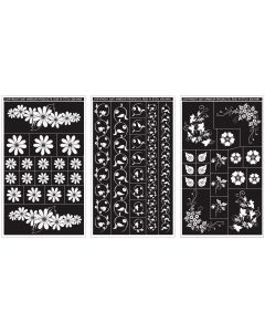 Armour Products Rub 'N' Etch Designer Stencils 5"X8" 3/Pkg-Floral Designs