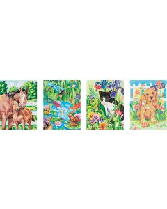 Dimensions Pencil Works Color By Number Kit 9"X12" 4/Pkg-Animal Friends