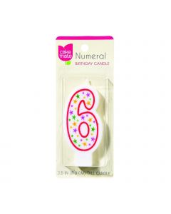 Cake Mate Birthday Party Candle - Numeral - 6 - 3 in - 1 Count - Case of 6