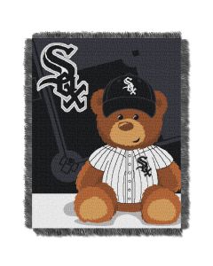 The Northwest Company White Sox  Baby 36x46 Triple Woven Jacquard Throw - Field Bear Series