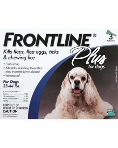 Frontline Flea Control Plus for Dogs And Puppies 23-44 lbs 3 Pack