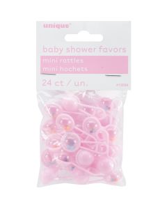Unique Industries Party Favors 24/Pkg-Pink Baby Rattles